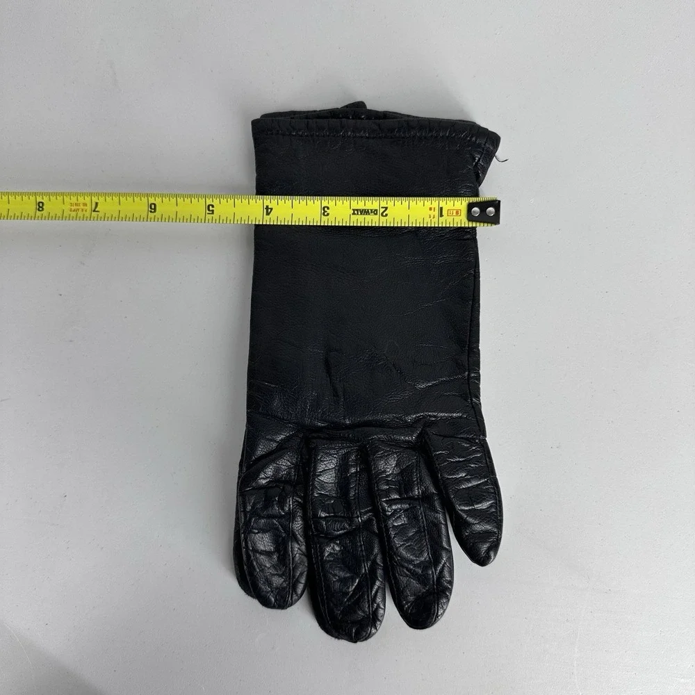 Vintage Fownes (?) Women's Genuine‎ Leather Driving Gloves Black Size 8 Lined